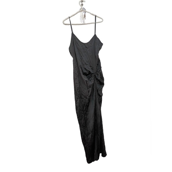 SKIMS Size Large High Slit Twist Slip Dress Gunmetal Grey gray NWT Silk silky - Picture 3 of 10